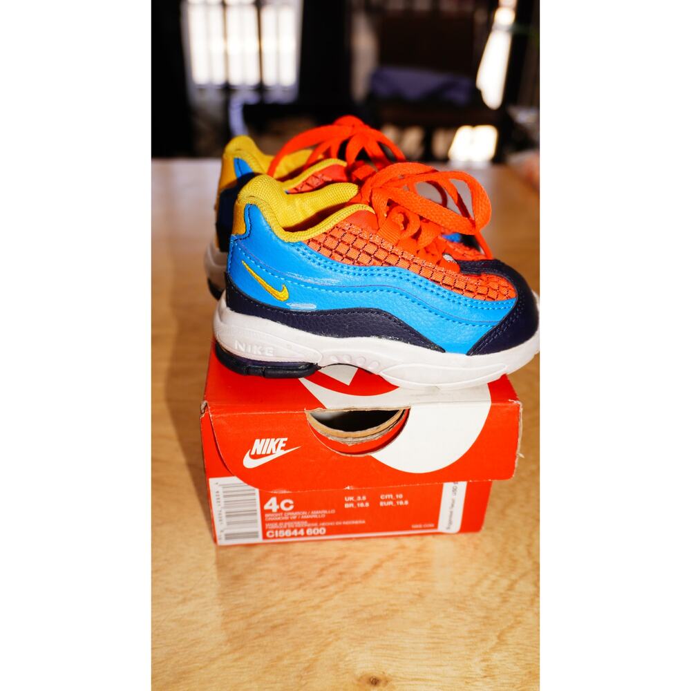 Nike Air Max 95 Toddler Size 4C Bright Crimson Amarillo Blue Kids Shoes - Picture 11 of 16